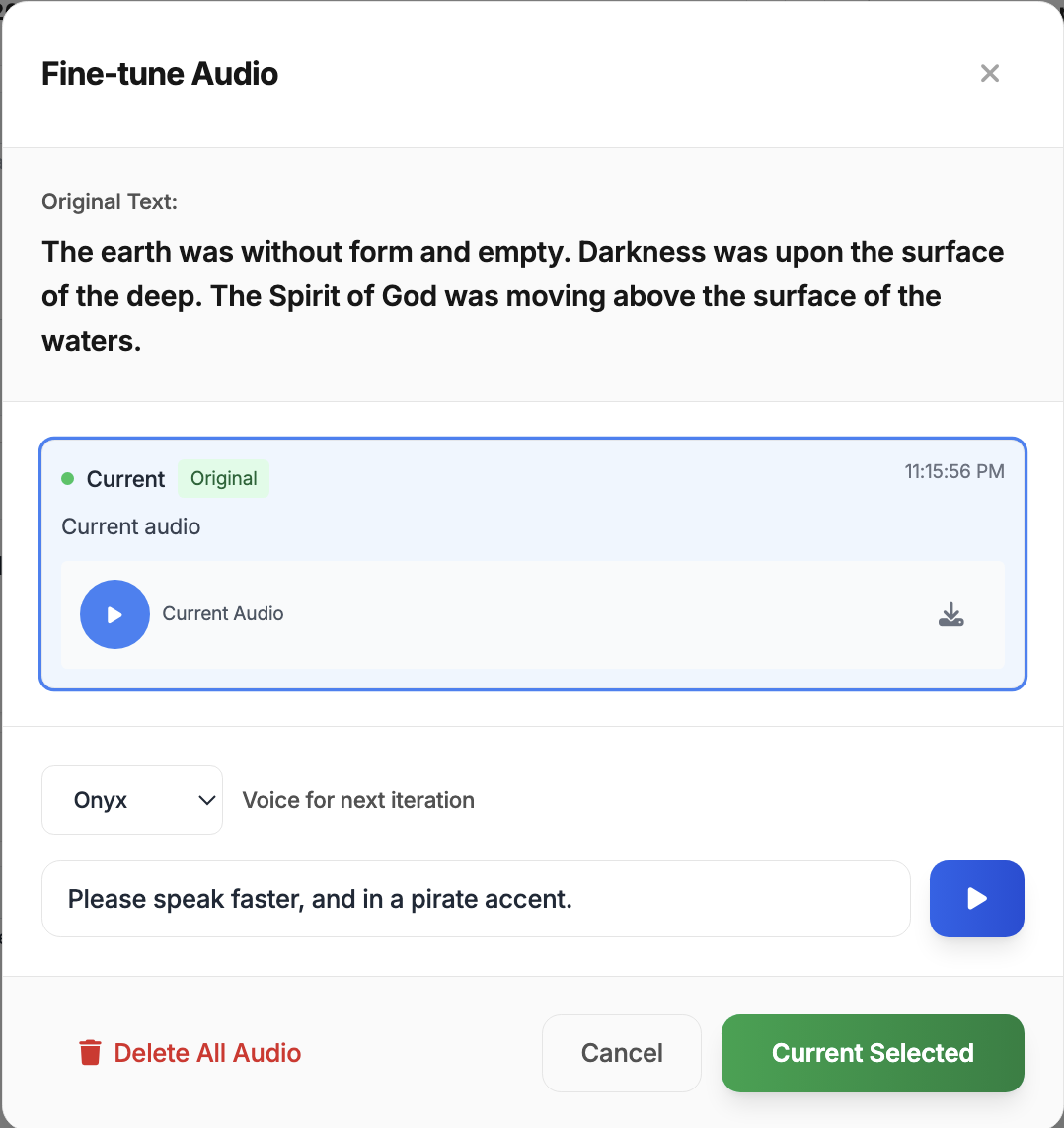 Audio Generation Features